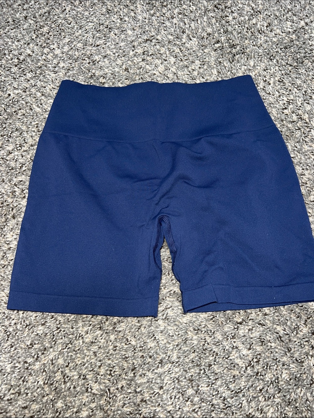 High-Rise Navy Bike Shorts with Supportive Waistband